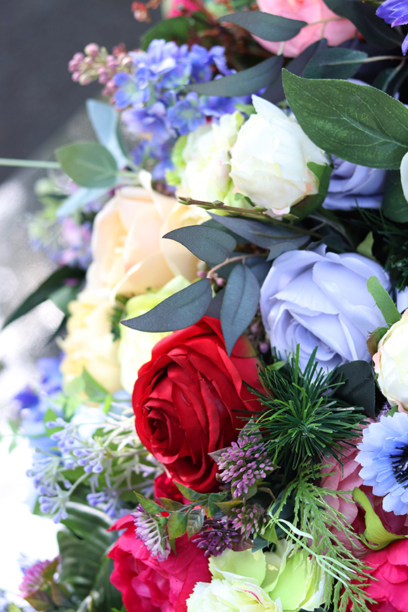 kompozycja / wiązanka nagrobna, Kolorowe Reminescencje, dł.90cm 