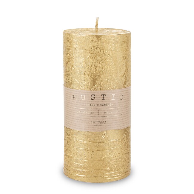 Rustic Candle, świeca w kształcie walca, złota, wys.18cm