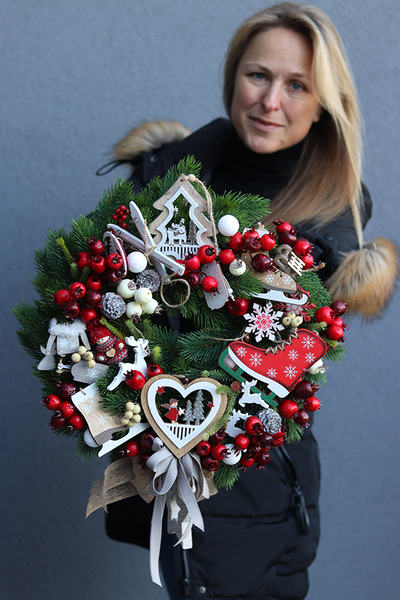 uroczy wianek / stroik dekoracyjny Christmas with tenDOM z Sercem, śr.40cm