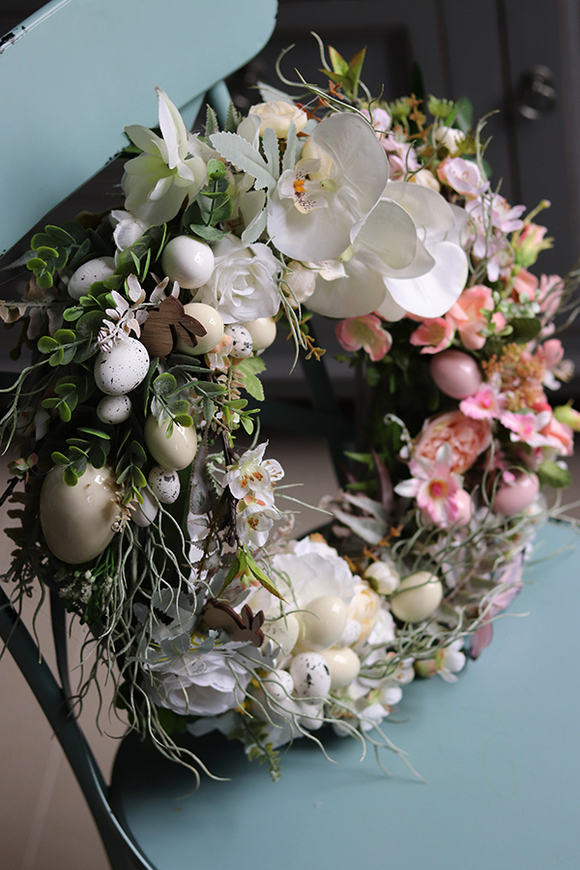 dekoracyjny wielkanocny wianek na drzwi, Theressa, śr.43cm