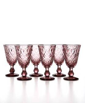 OD RĘKI Lyonnais / Charlotte 6 różowych kielichów La Rochere, wys.16cm 