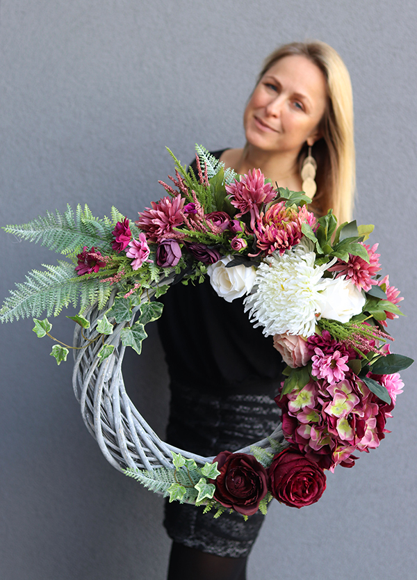 duży asymetryczny wianek, Ulena, śr.48cm 