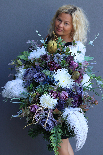 elegancka wiązanka nagrobna, Selenida, dł.77cm