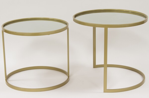 Gracja Gold, kpl. 2 okrągłych lustrzanych stolików