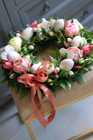 Kerrano, wianek w pastelowej wiosennej kolorystyce z jajkami, śr.38cm