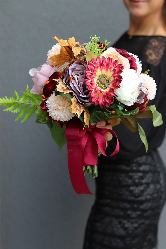 Bacciano 6, jesienny bukiet kwiatowy do ręki, dł.30cm 