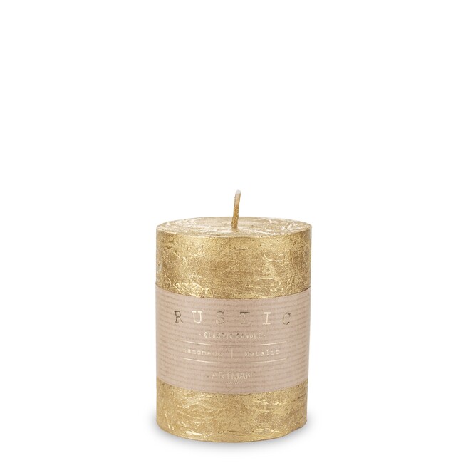 Rustic Candle, świeca w kształcie walca, złota, wys.10cm
