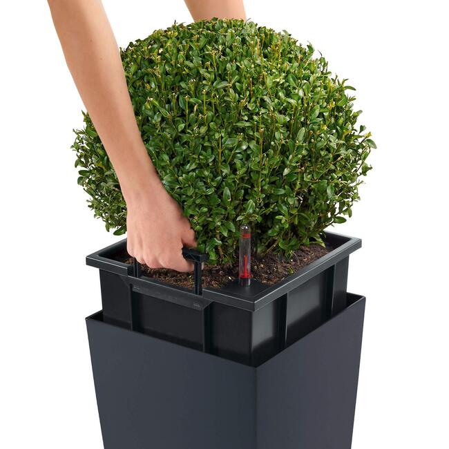 Cubico Premium, elegancka donica z nawadnianiem, czarna, wys.41cm