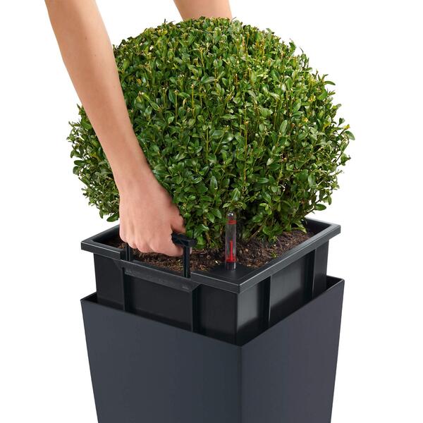 Cubico Premium, elegancka donica z nawadnianiem, czarna, wys.41cm