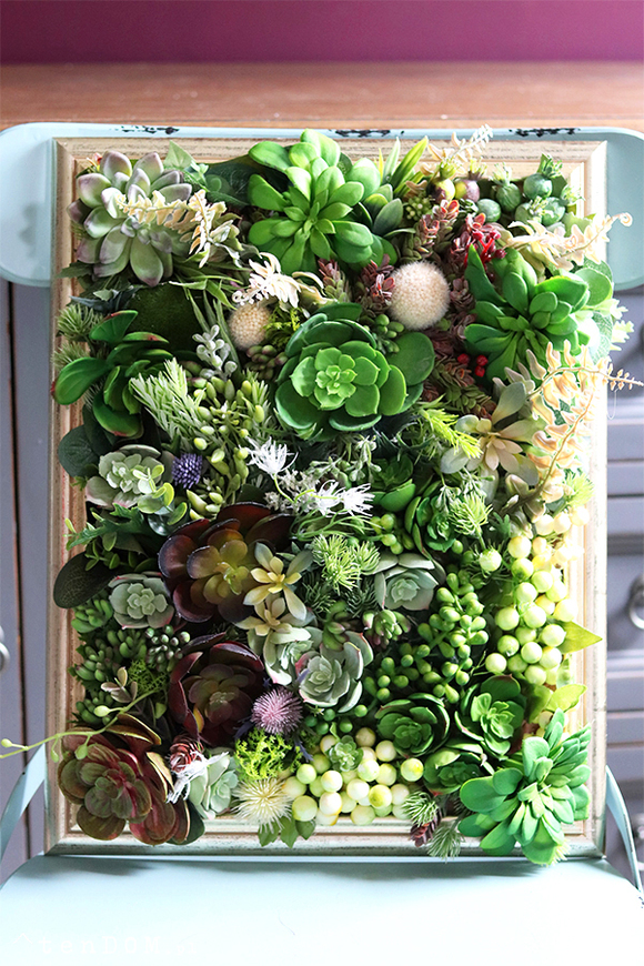 efektowna kwietna rama jednostronna, Sukulenty Revollito, wym.40x34.5cm