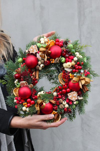 zimowy wianek / stroik świąteczny Christmas Decor śr.30cm 