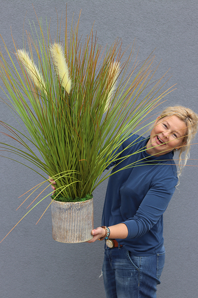 Benito, sztuczna trawa w oryginalnej donicy, wys.85cm