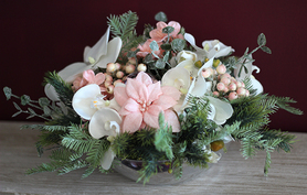 dekoracyjny stroik ze storczykiem Zimowa Joanna, wym.22x28cm