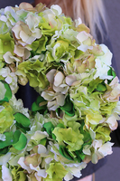 gęsty wianek na drzwi, Zielona Hortensja New, śr.40cm  