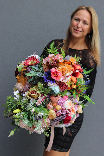 Bacciano 6, jesienny bukiet kwiatowy do ręki, dł.30cm 