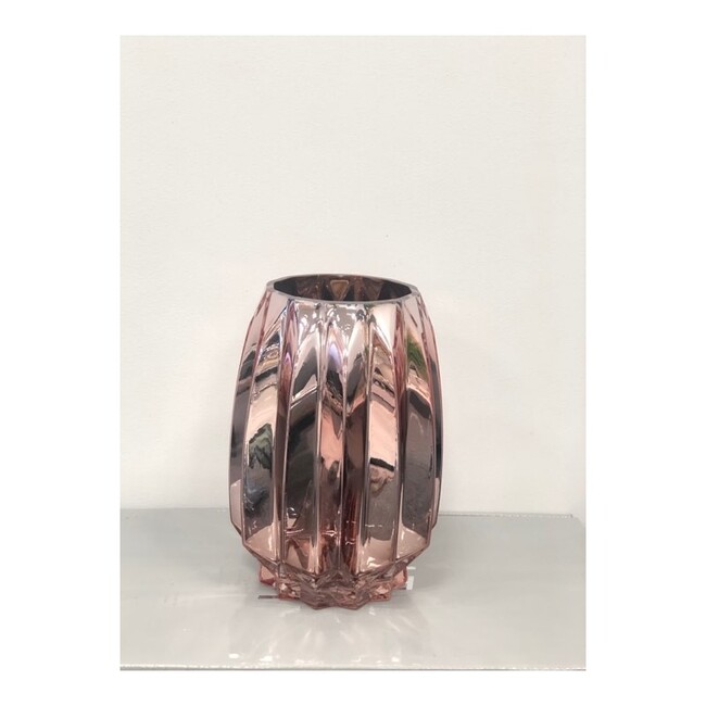 Corrida Glamour, elegancki szklany wazon, różowy, wys.19cm