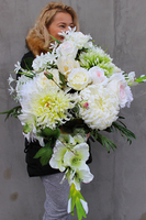 kompozycja kwiatowa dekoracja nagrobna White, dł.90cm, wys.50cm  