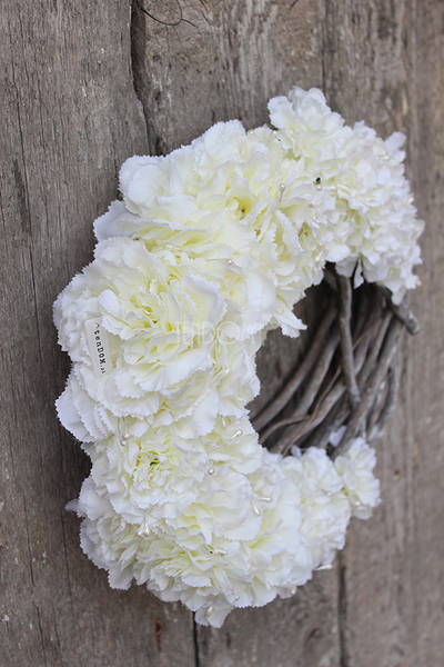 biały elegancki wianek na drzwi Amanda, śr.28cm 