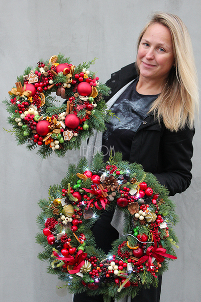 zimowy wianek / stroik świąteczny Christmas Decor śr.30cm 