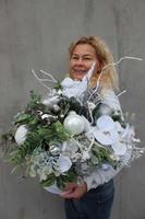 box świąteczny White Snow z lampkami LED, wys.48cm 