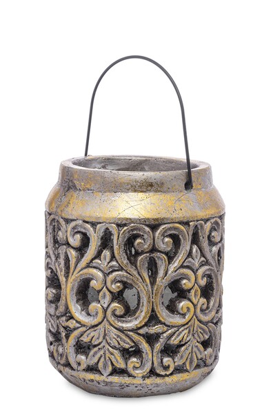 Aztec Gold C, ceramiczny ażurowy lampion, wym.27x15cm