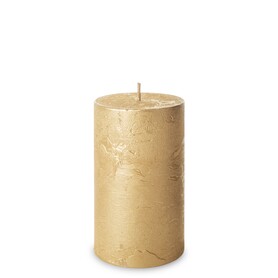 Rustic Candle, świeca w kształcie walca, złota, wys.14cm