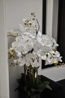 Grande Fiberglass Extra Naturalna Biel, efektowny storczyk w czarnej donicy z fiberglass (połysk), wys.140cm