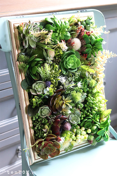 efektowna kwietna rama jednostronna, Sukulenty Revollito, wym.40x34.5cm