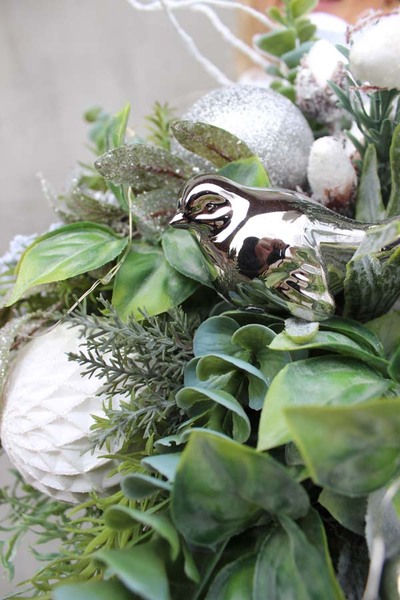 box świąteczny White Snow z lampkami LED, wys.48cm 