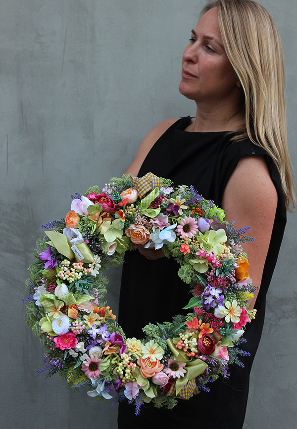 elegancki wianek na drzwi, Kolorowe Lato 2, śr.38cm 