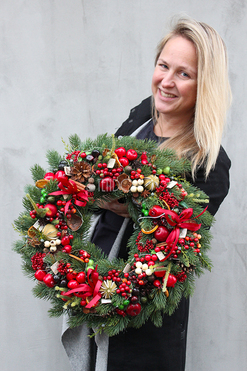 Christmas Decor, wianek / stroik świąteczny z lampkami, śr.48cm