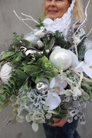 box świąteczny White Snow z lampkami LED, wys.48cm 