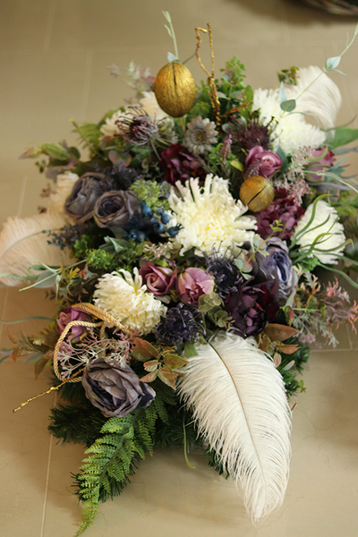 elegancka wiązanka nagrobna, Selenida, dł.77cm