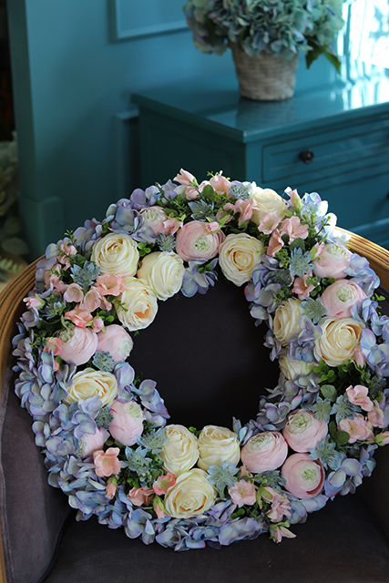 duży wiosenny wianek Seronida, śr.55cm 