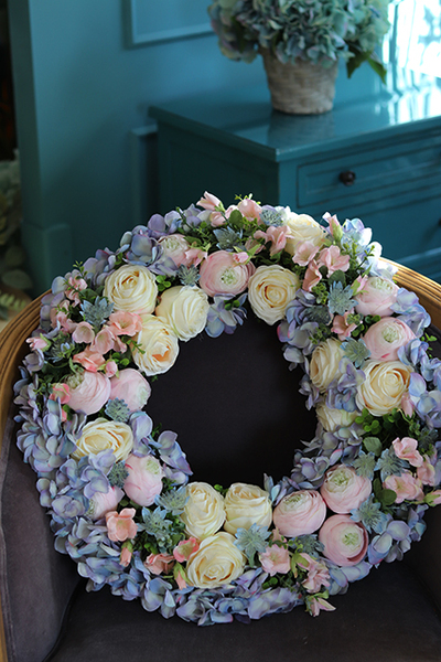 duży wiosenny wianek Seronida, śr.55cm 