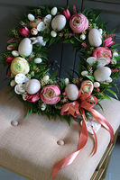 Kerrano, wianek w pastelowej wiosennej kolorystyce z jajkami, śr.38cm