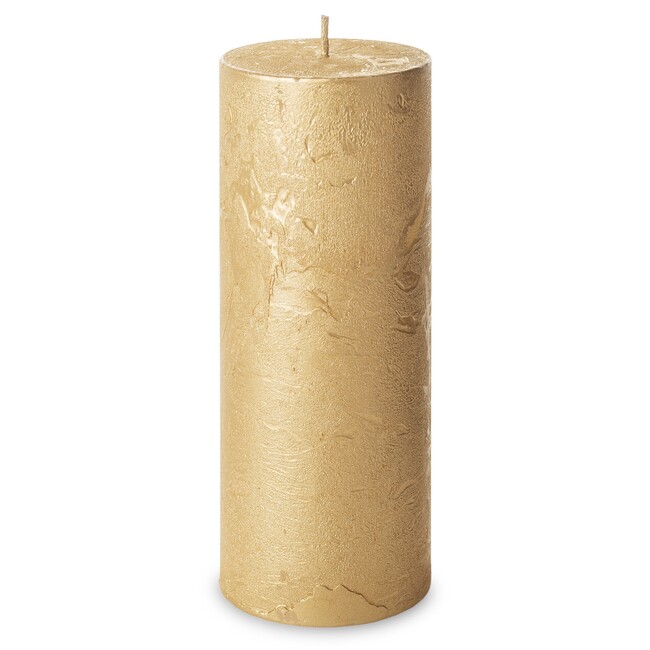 Rustic Candle, świeca w kształcie walca, złota, wys.18cm