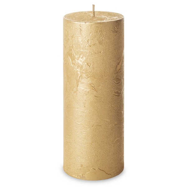 Rustic Candle, świeca w kształcie walca, złota, wys.18cm