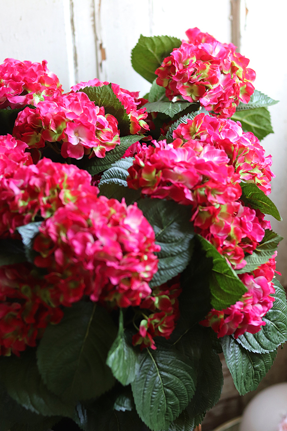 doniczkowa hortensja Wiśniowo-zielona, wysokiej jakości sztuczne kwiaty, wys.40cm