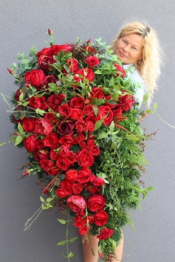 dekoracja / wiązanka nagrobna, Czerwona Luiza 2, dł.110cm