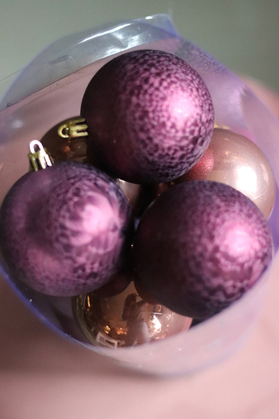 bombki / zawieszki z tworzywa sztucznego, Fioletowa Choinka, kpl.15 elementów