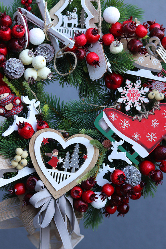 uroczy wianek / stroik dekoracyjny Christmas with tenDOM z Sercem, śr.40cm