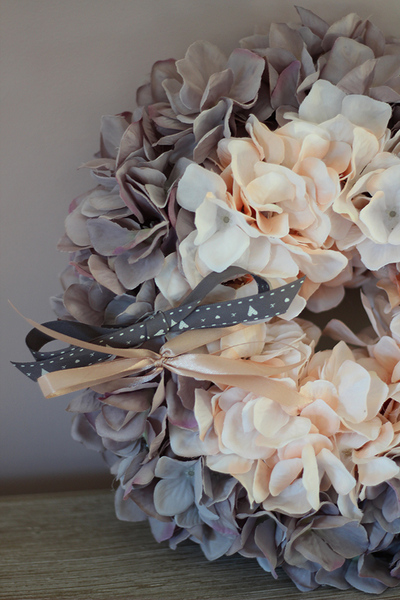 Ombre Hortensja wianek na drzwi, śr.32cm  