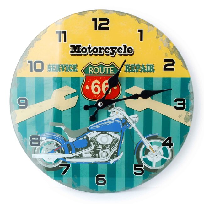 zegar szklany Motorcycle Service śr. 30 cm