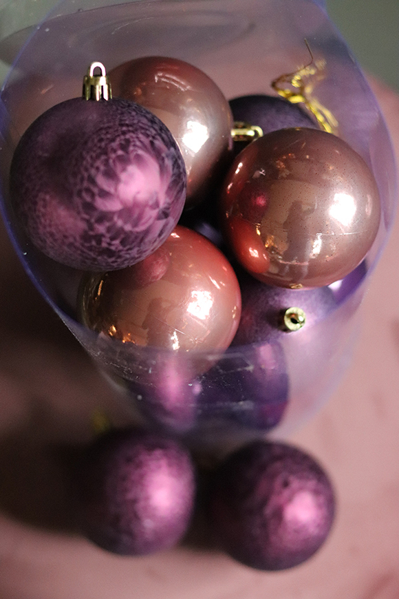 bombki / zawieszki z tworzywa sztucznego, Fioletowa Choinka, kpl.15 elementów