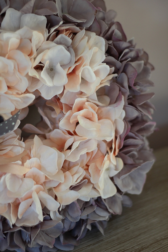 Ombre Hortensja wianek na drzwi, śr.32cm  