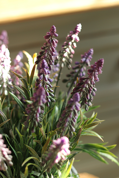 Koszyczek Wrzośców, dekoracja ze sztucznych roślin, wys.30cm