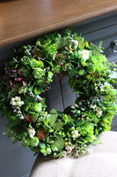 efektowny zielony wianek stroik dekoracyjny Zioła 2, Leaves, śr.40cm