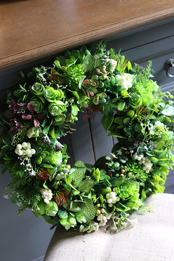 efektowny zielony wianek stroik dekoracyjny Zioła 2, Leaves, śr.40cm