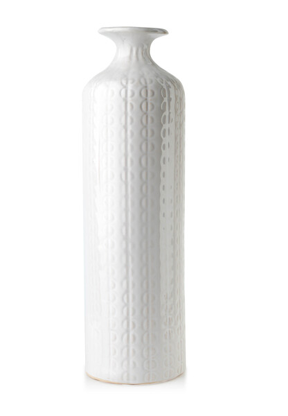 Dekoria, smukły porcelanowy wazon, biel, wym.11x37cm